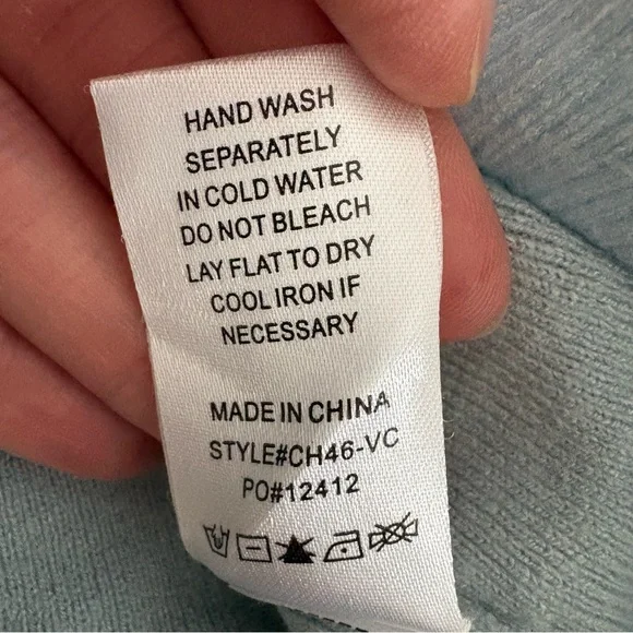 VICI Size Small Light Blue Mock Neck Sweater | Soft Knit Pullover | Minimalist - Picture 8 of 8